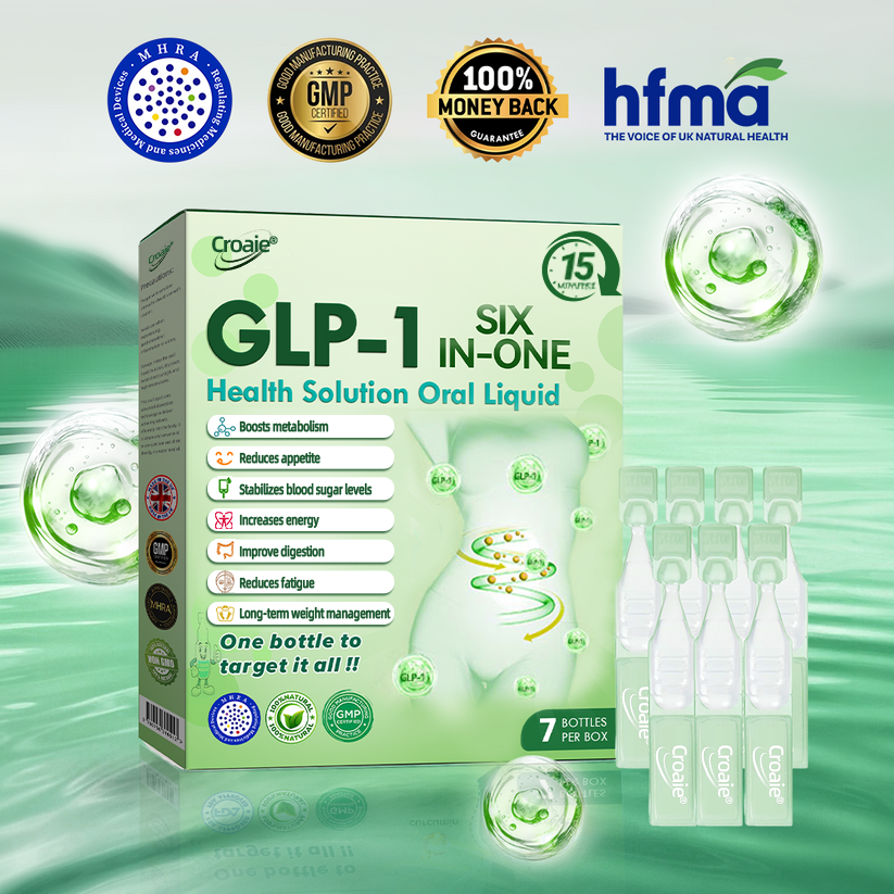 NHS 🇬🇧 Official Store 🇬🇧 | Croaie® 👩‍⚕️GLP-1 6-in-1 Health Solution Oral Solution (Only once a day, visible changes within 7 days) for obesity, cardiovascular health, diabetes, sleep apnea, intestinal health, joint problems, etc🧴