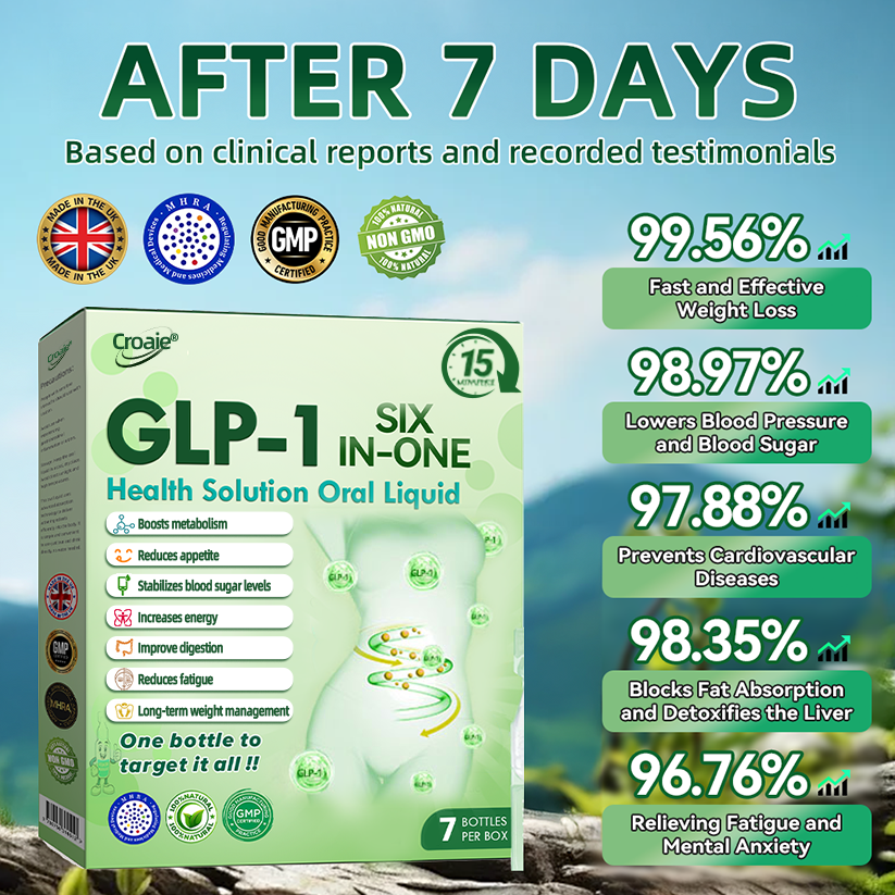 NHS 🇬🇧 Official Store 🇬🇧 | Croaie® 👩‍⚕️GLP-1 6-in-1 Health Solution Oral Solution (Only once a day, visible changes within 7 days) for obesity, cardiovascular health, diabetes, sleep apnea, intestinal health, joint problems, etc🧴