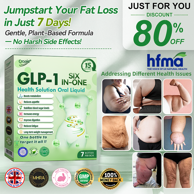NHS 🇬🇧 Official Store 🇬🇧 | Croaie® 👩‍⚕️GLP-1 6-in-1 Health Solution Oral Solution (Only once a day, visible changes within 7 days) for obesity, cardiovascular health, diabetes, sleep apnea, intestinal health, joint problems, etc🧴