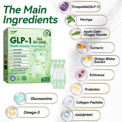 NHS 🇬🇧 Official Store 🇬🇧 | Croaie® 👩‍⚕️GLP-1 6-in-1 Health Solution Oral Solution (Only once a day, visible changes within 7 days) for obesity, cardiovascular health, diabetes, sleep apnea, intestinal health, joint problems, etc🧴