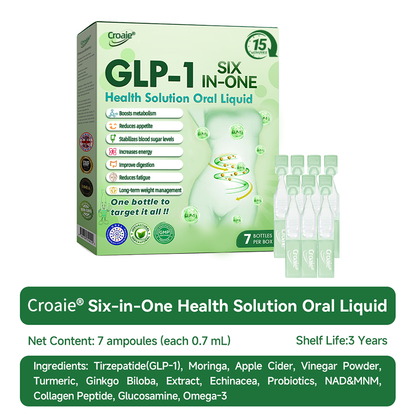 NHS 🇬🇧 Official Store 🇬🇧 | Croaie® 👩‍⚕️GLP-1 6-in-1 Health Solution Oral Solution (Only once a day, visible changes within 7 days) for obesity, cardiovascular health, diabetes, sleep apnea, intestinal health, joint problems, etc🧴